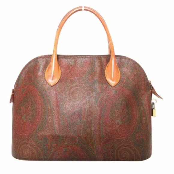 W ETRO MILANO Red Paisley Top Zipper Dome Shaped Hand Bag - Picture 6 of 17